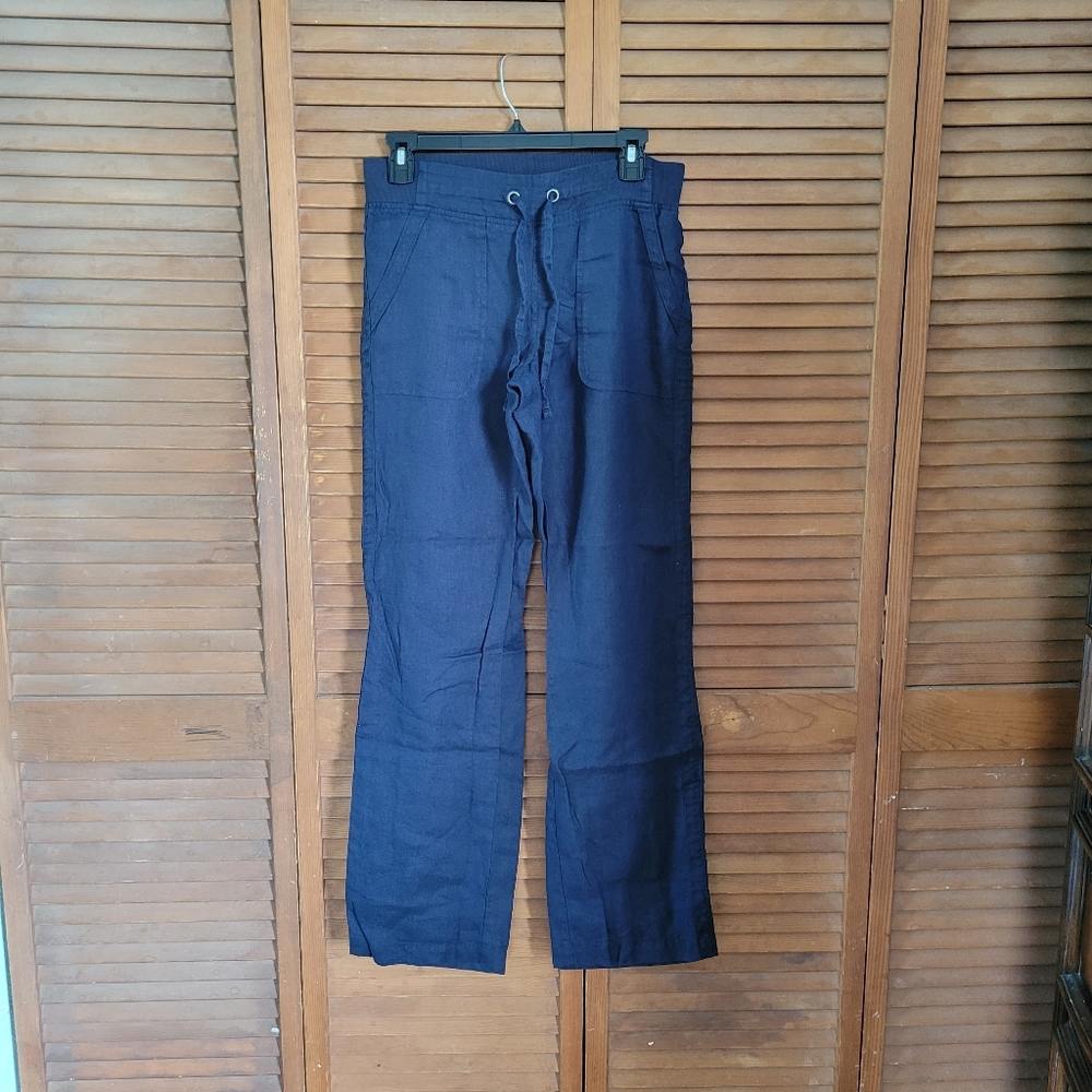 Athleta Women's Navy Drawstring Linen Pants | Size 2